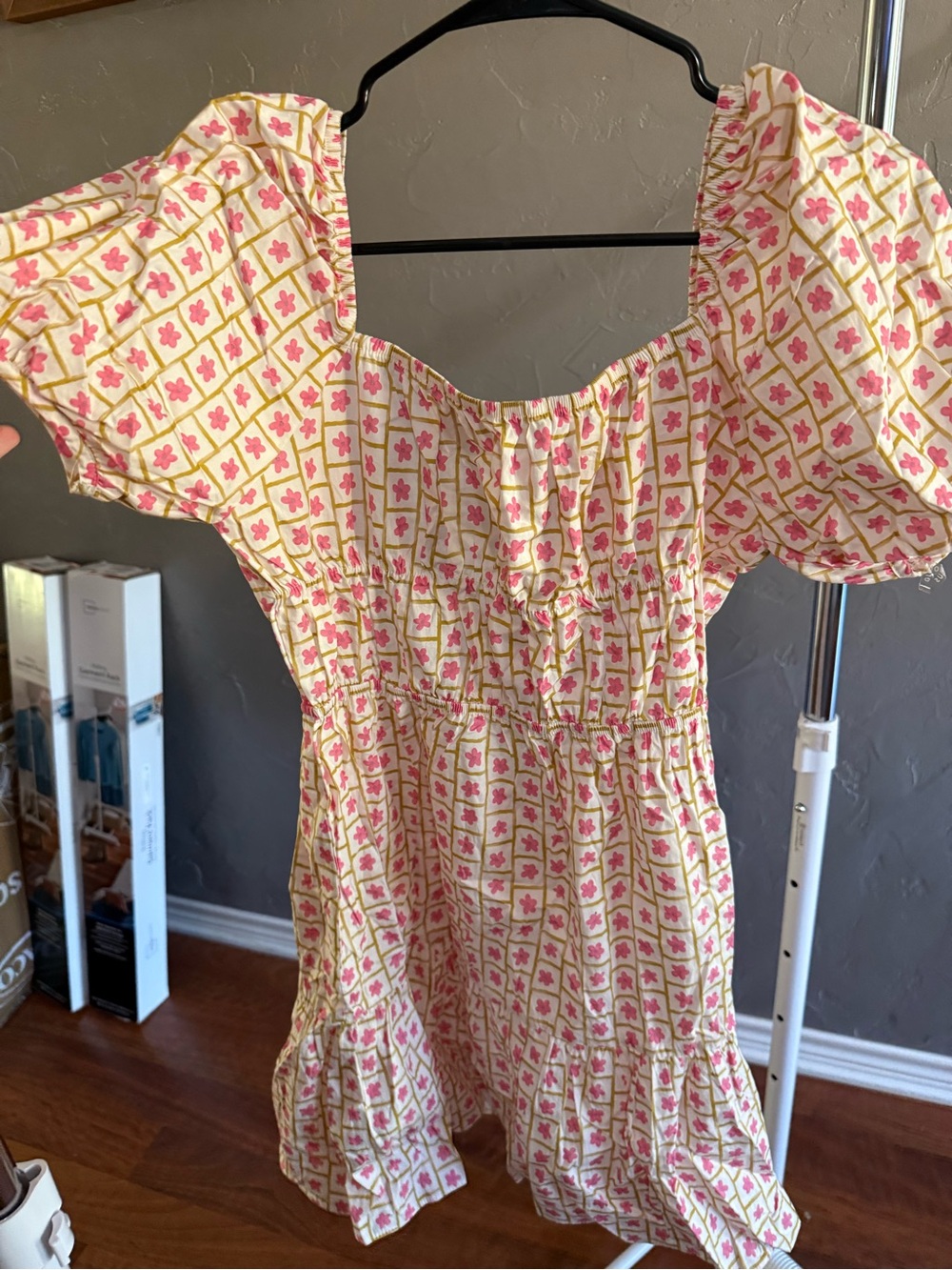 Glamorous Pink Floral Square-Neck Mini Dress